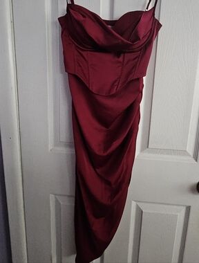 Oh Polly | Dresses | Oh Polly Off The Shoulder Ruched Corset Maxi Dress In  Red Cecily | Poshmark